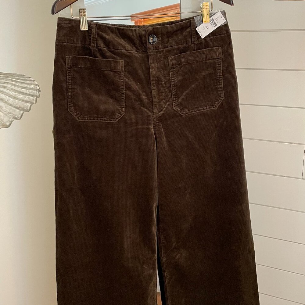 NWT 31P Moss - Colette Cropped Wide Leg Pants Maeve Corduroy - Anthropologie